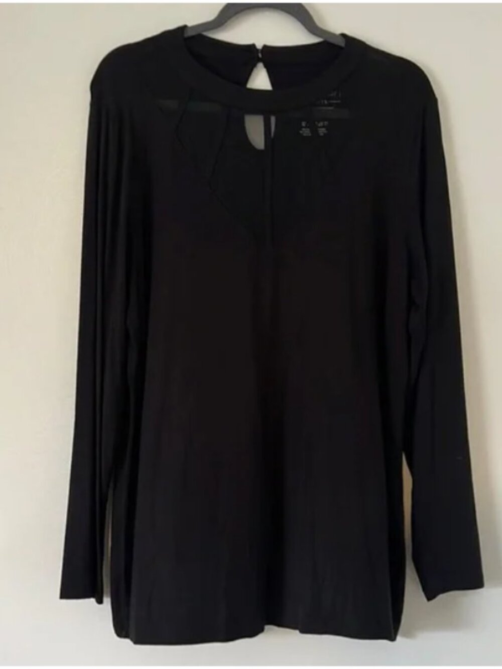 Torrid Super Soft Black Sheer Mesh Panel Blouse - Keyhole Back - 2X